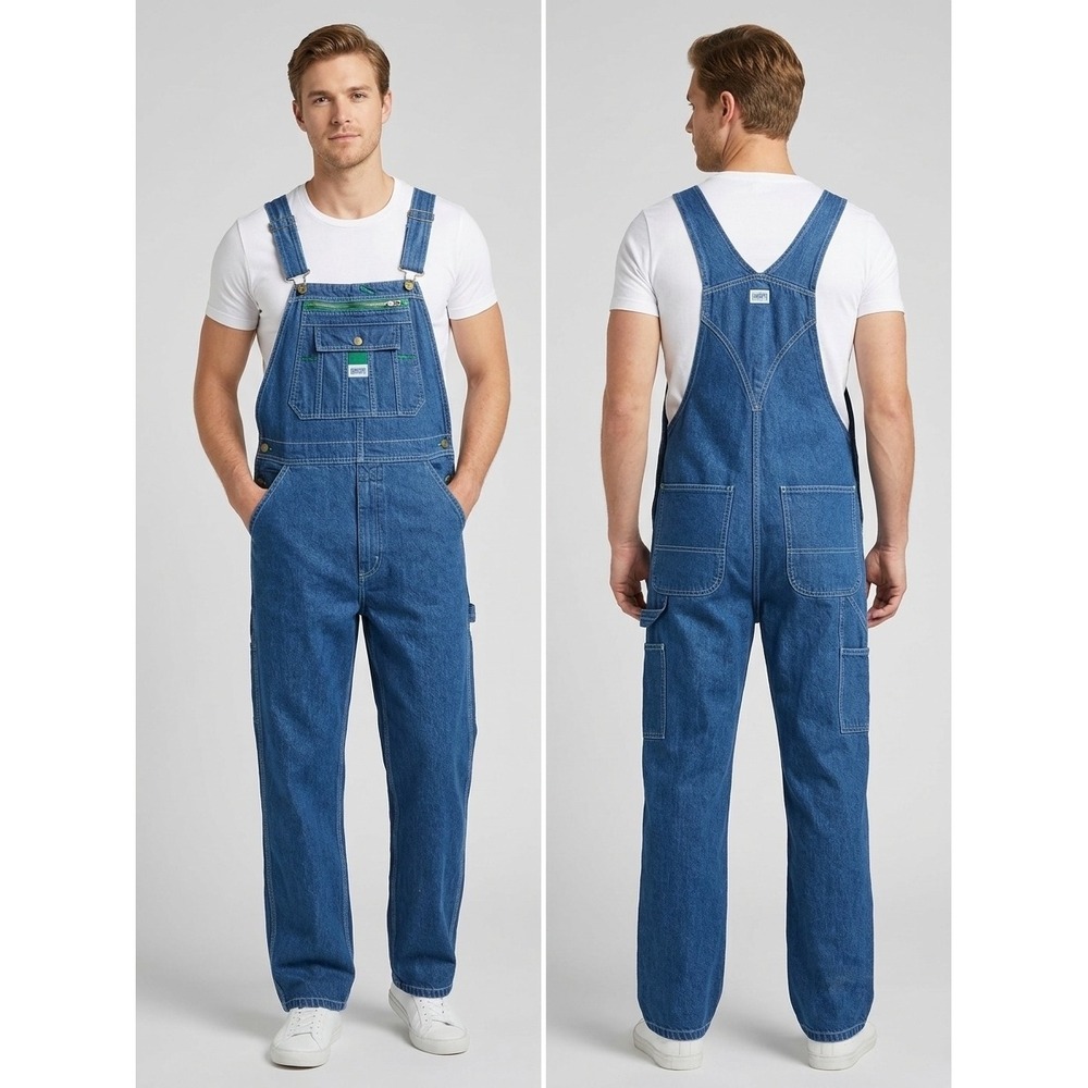 Liberty Mens Blue Denim Bib Overalls Carpenter Workwear 32x30 14006SW9 Heavyduty